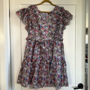 JessaKae Multicolor Floral Ruffle Midi Dress